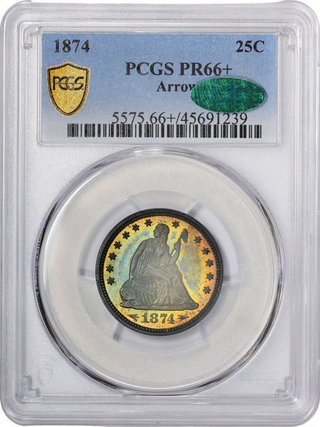 1874 25C ARROWS PR66+ PCGS CAC - Paradime Coins US Coins For Sale