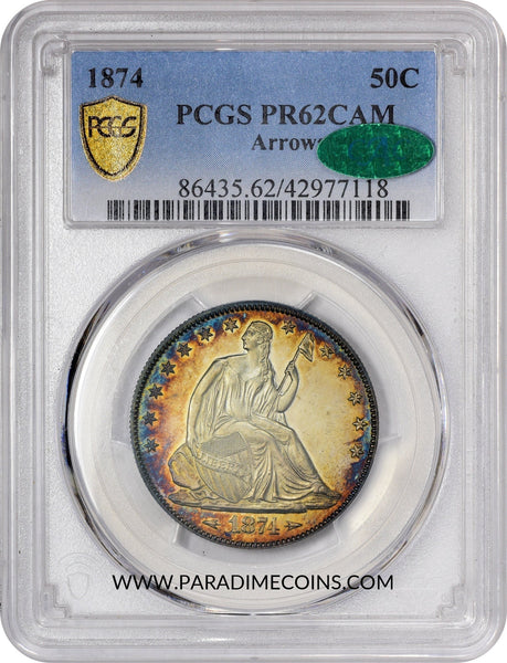 1874 50C ARROWS PR62 CAM PCGS CAC - Paradime Coins | PCGS NGC CACG CAC Rare US Numismatic Coins For Sale
