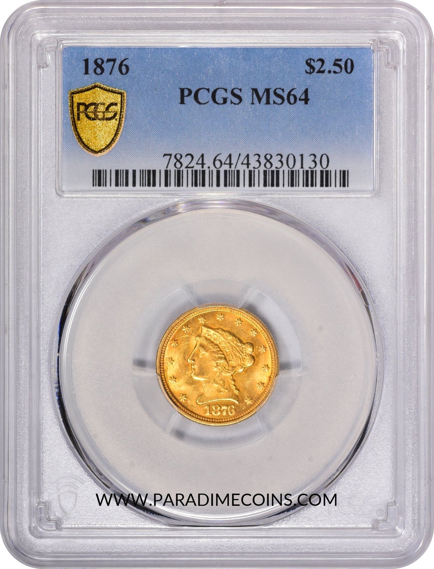 1876 $2.5 MS64 PCGS - Paradime Coins | PCGS NGC CACG CAC Rare US Numismatic Coins For Sale