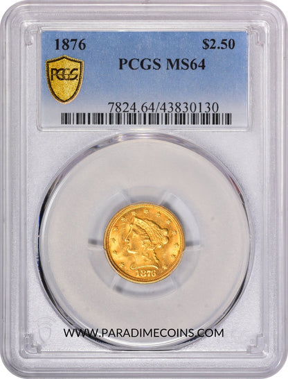 1876 $2.5 MS64 PCGS - Paradime Coins | PCGS NGC CACG CAC Rare US Numismatic Coins For Sale