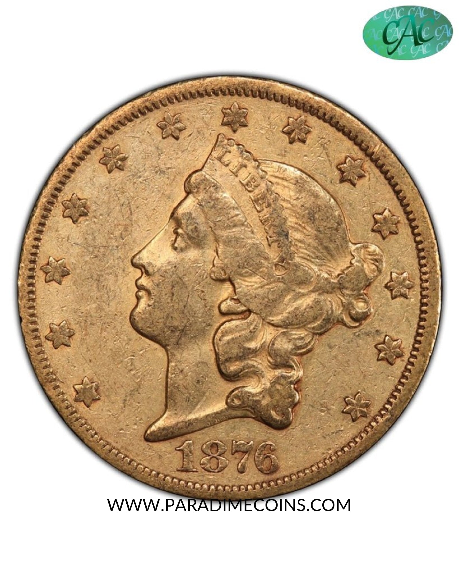 1876-CC $20 XF45 PCGS CAC - Paradime Coins | PCGS NGC CACG CAC Rare US Numismatic Coins For Sale