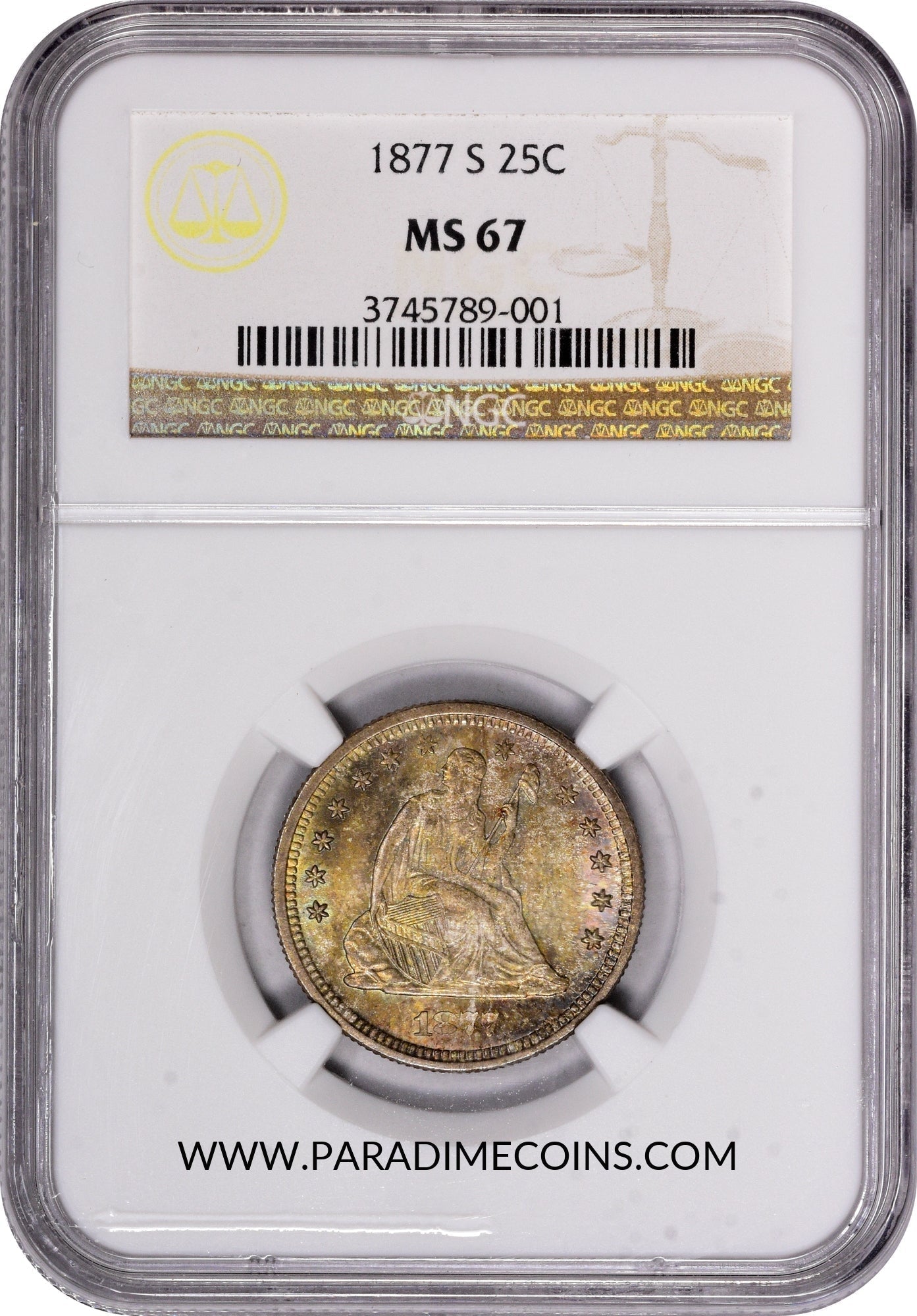 1877-S 25C MS67 NGC - Paradime Coins | PCGS NGC CACG CAC Rare US Numismatic Coins For Sale