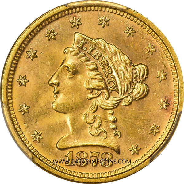 1878-S $2.5 MS64+ PCGS CAC - Paradime Coins US Coins For Sale