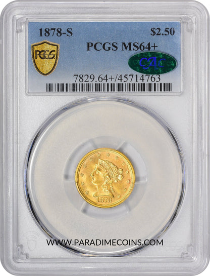 1878-S $2.5 MS64+ PCGS CAC - Paradime Coins | PCGS NGC CACG CAC Rare US Numismatic Coins For Sale