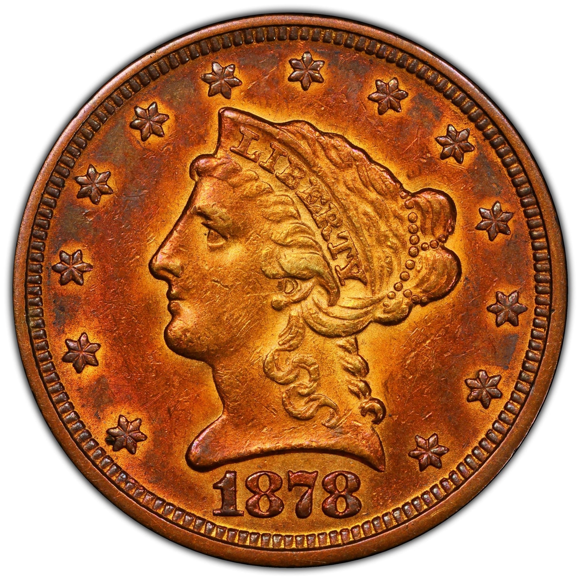 1878 $2.5 AU55 PCGS - Paradime Coins | PCGS NGC CACG CAC Rare US Numismatic Coins For Sale