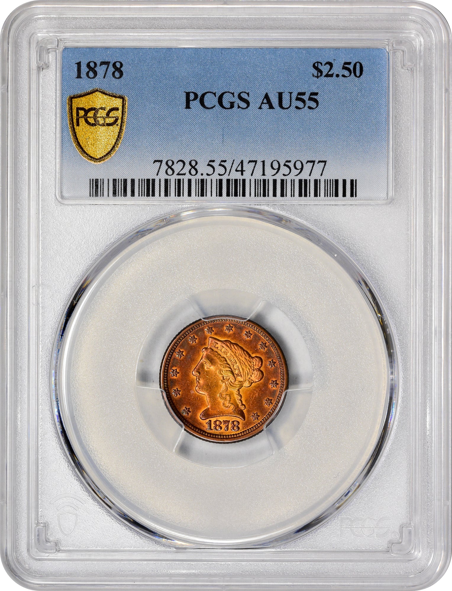 1878 $2.5 AU55 PCGS - Paradime Coins | PCGS NGC CACG CAC Rare US Numismatic Coins For Sale
