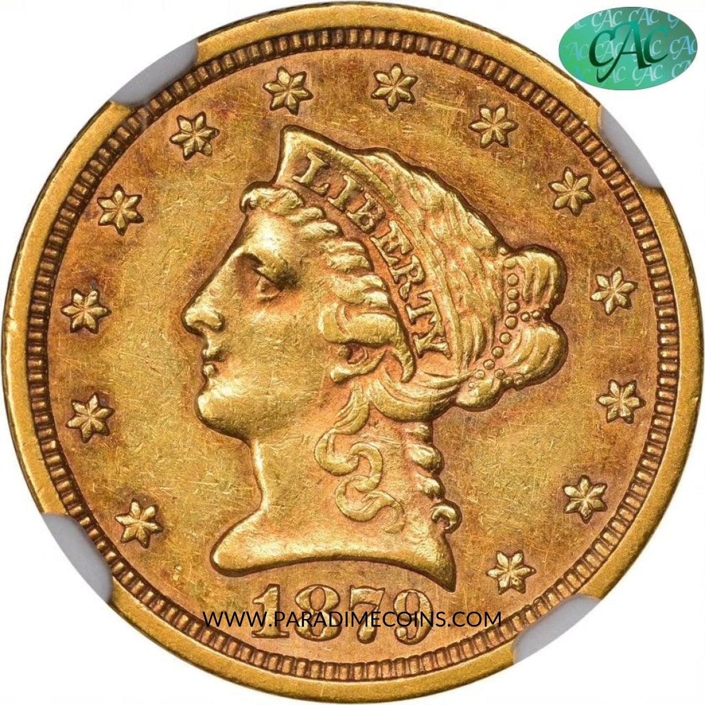 1879-S $2.5 AU58 NGC CAC - Paradime Coins | PCGS NGC CACG CAC Rare US Numismatic Coins For Sale