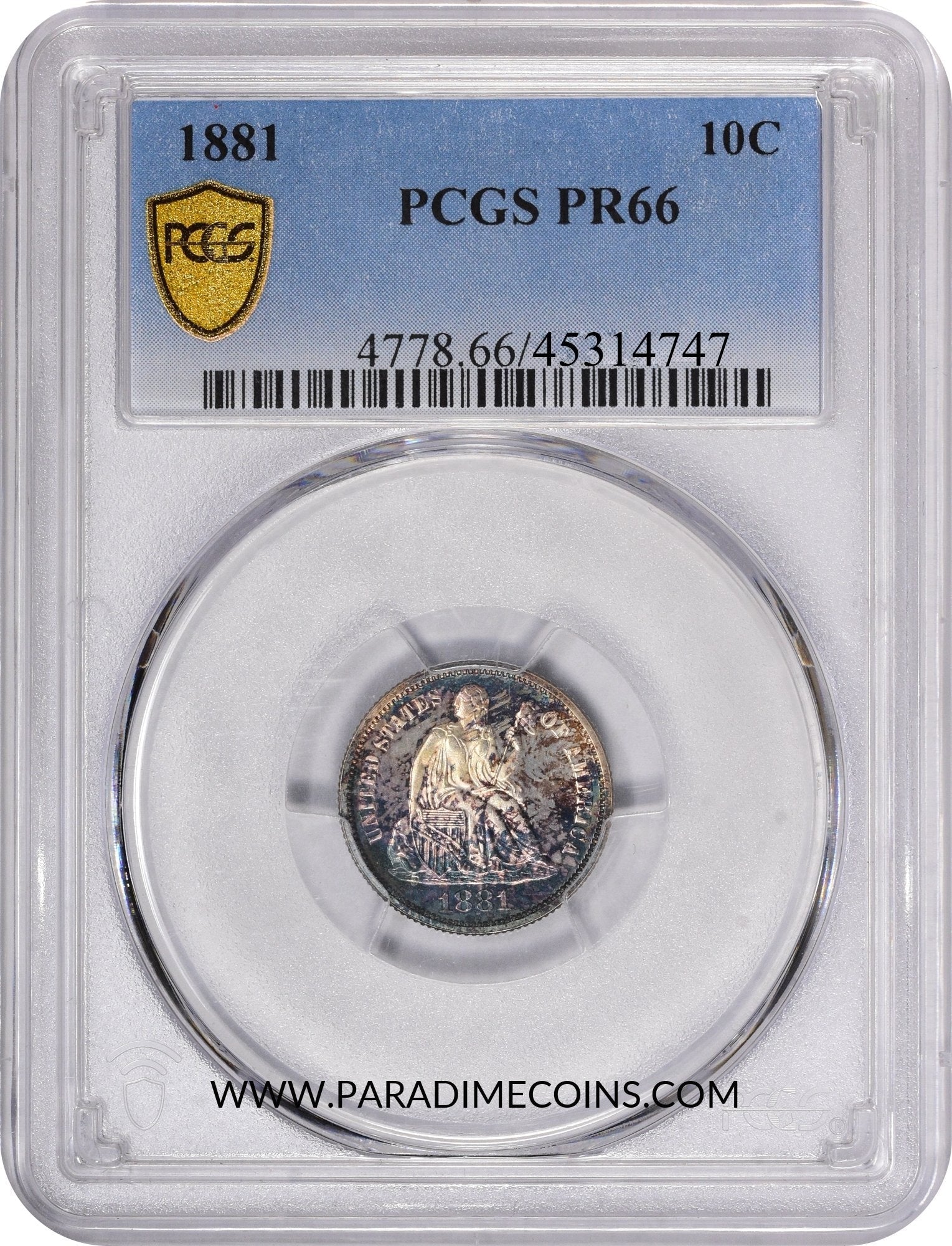 1881 10C PR66 PCGS - Paradime Coins | PCGS NGC CACG CAC Rare US Numismatic Coins For Sale