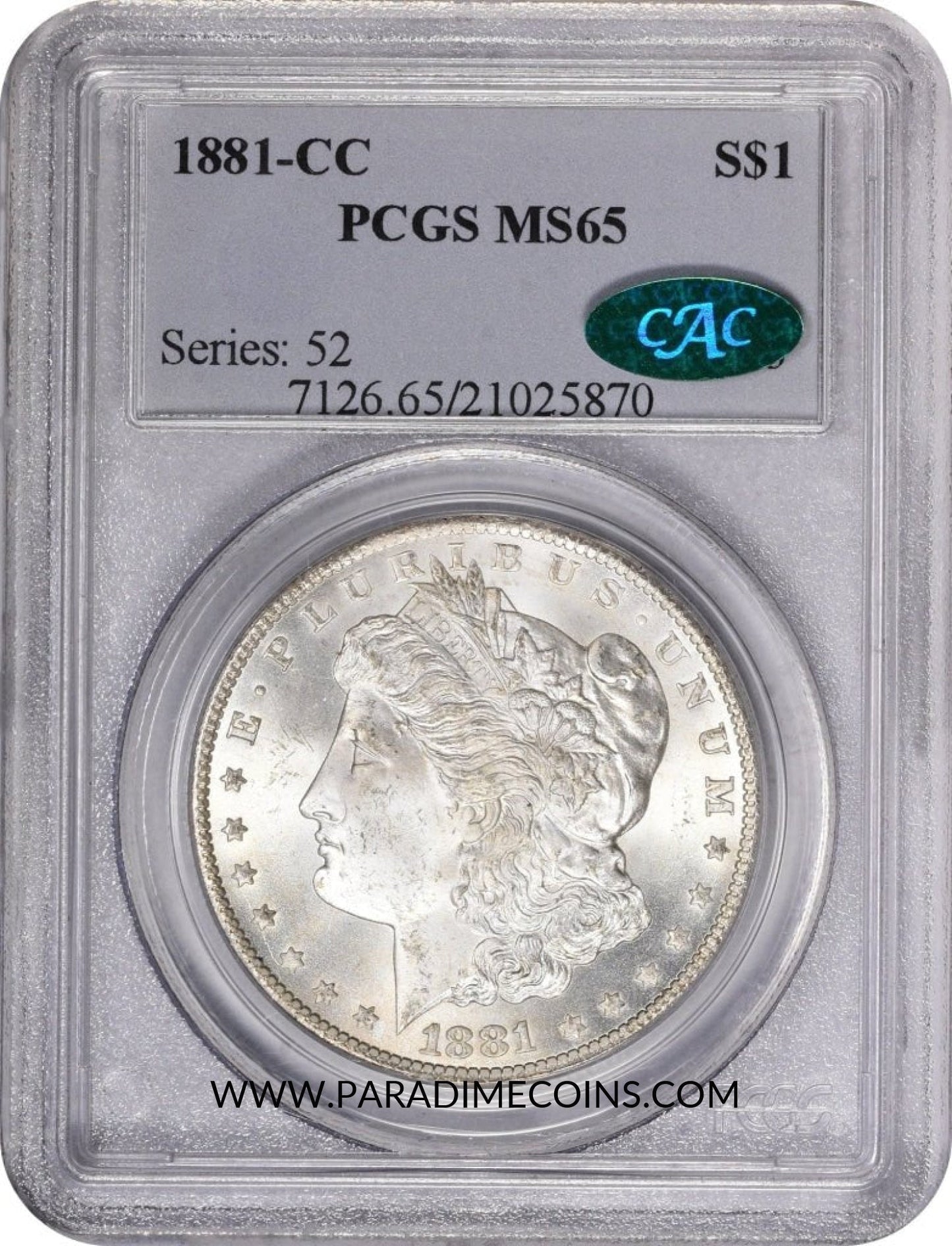 1881-CC $1 MS65 PCGS CAC - Paradime Coins | PCGS NGC CACG CAC Rare US Numismatic Coins For Sale