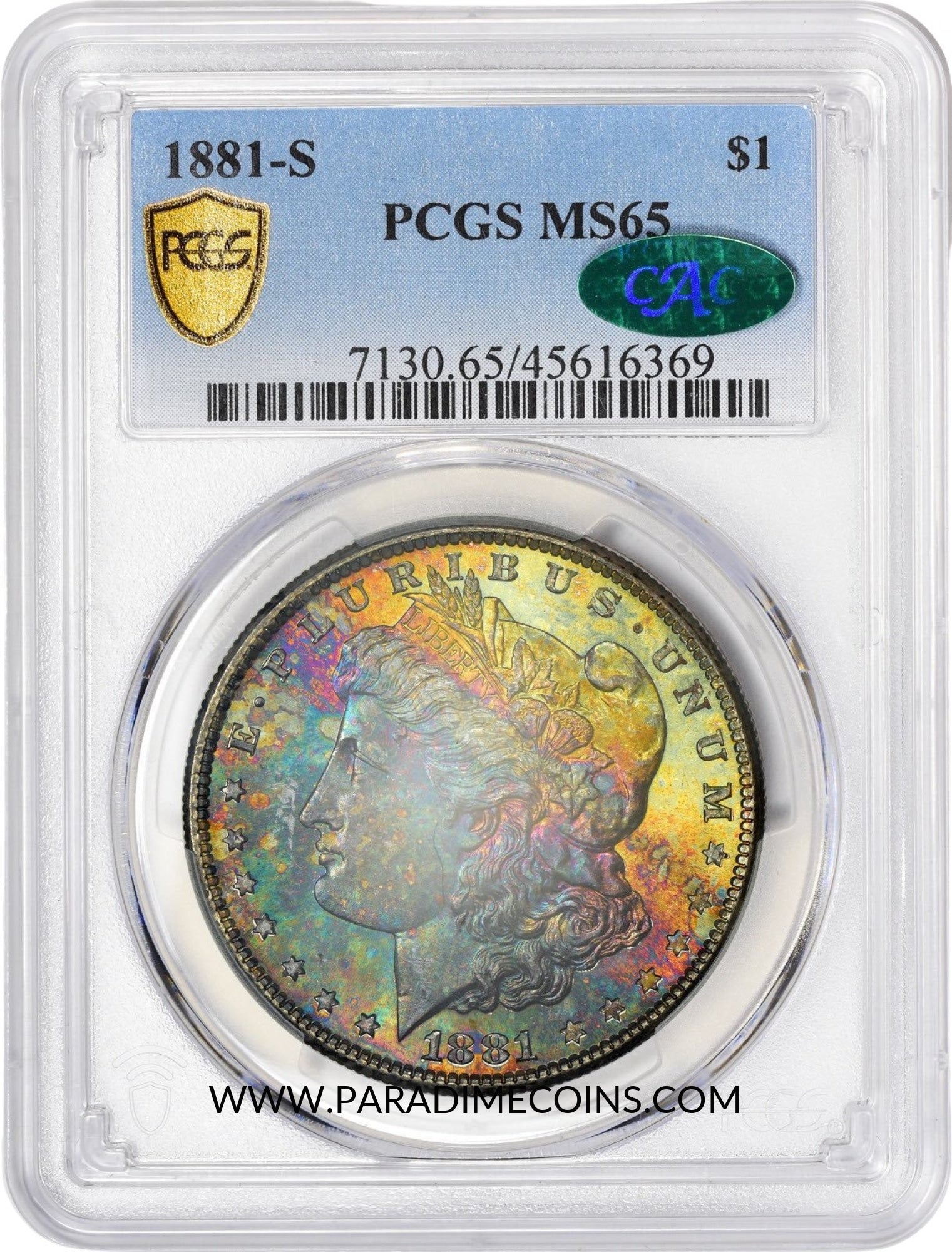 1881-S $1 MS65 PCGS CAC - Paradime Coins | PCGS NGC CACG CAC Rare US Numismatic Coins For Sale