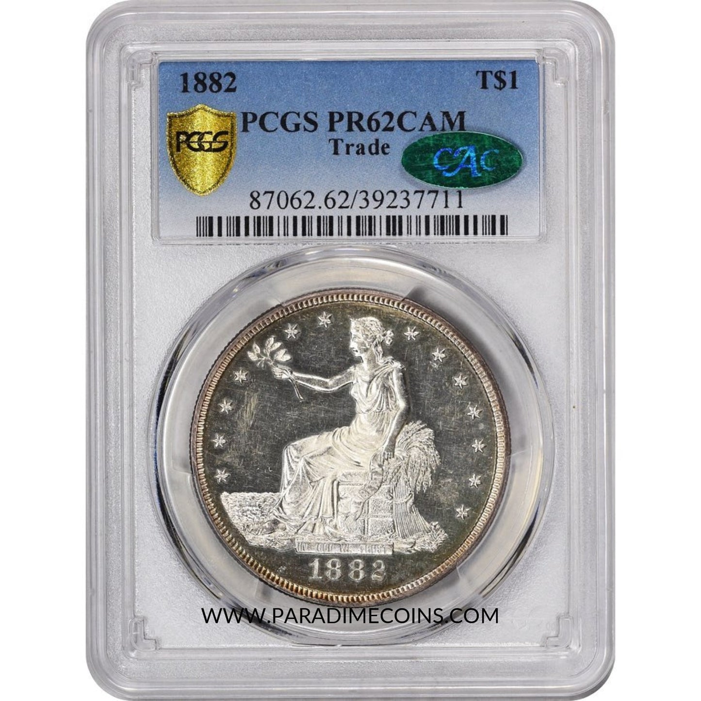 1882 T$1 PR62CAM PCGS CAC - Paradime Coins | PCGS NGC CACG CAC Rare US Numismatic Coins For Sale