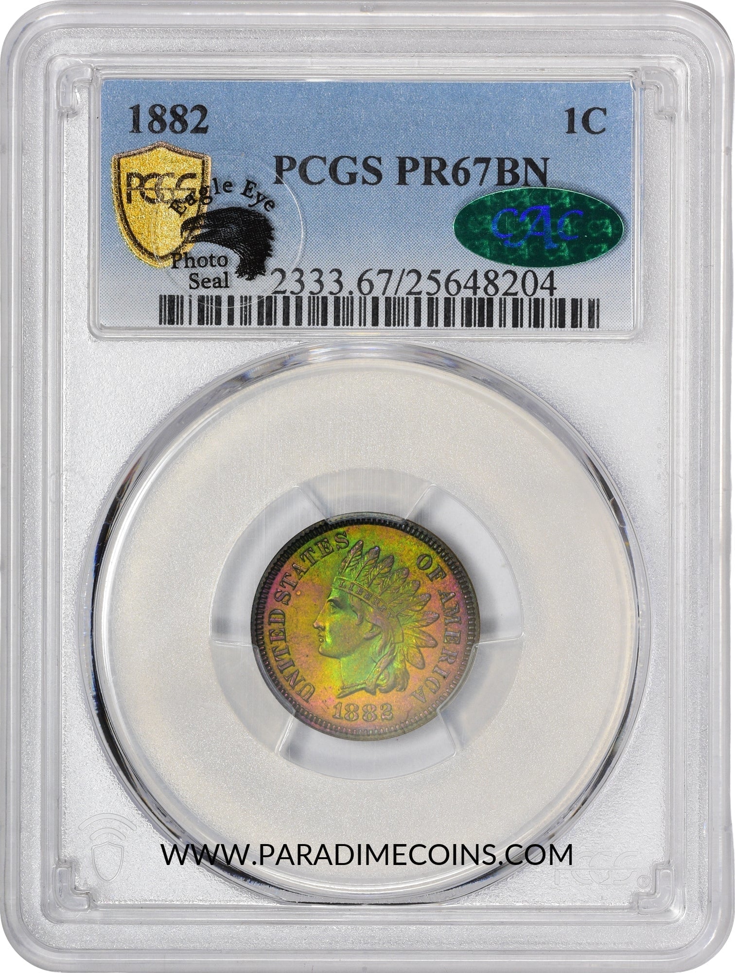 1882 1C PR67 BN PCGS CAC EEPS - Paradime Coins | PCGS NGC CACG CAC Rare US Numismatic Coins For Sale