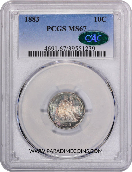 1883 10C MS67 PCGS CAC - Paradime Coins | PCGS NGC CACG CAC Rare US Numismatic Coins For Sale