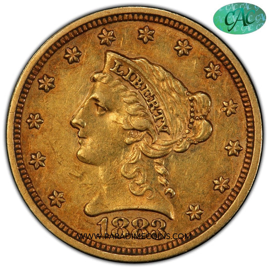 1883 $2.5 AU55 PCGS CAC - Paradime Coins | PCGS NGC CACG CAC Rare US Numismatic Coins For Sale
