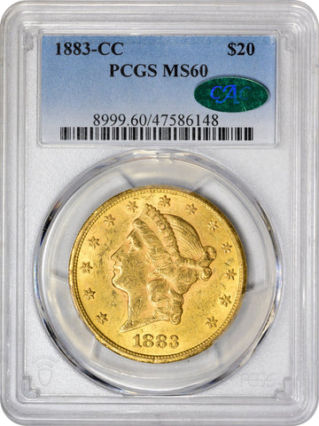 1883-CC $20 MS60 PCGS CAC - Paradime Coins | PCGS NGC CACG CAC Rare US Numismatic Coins For Sale