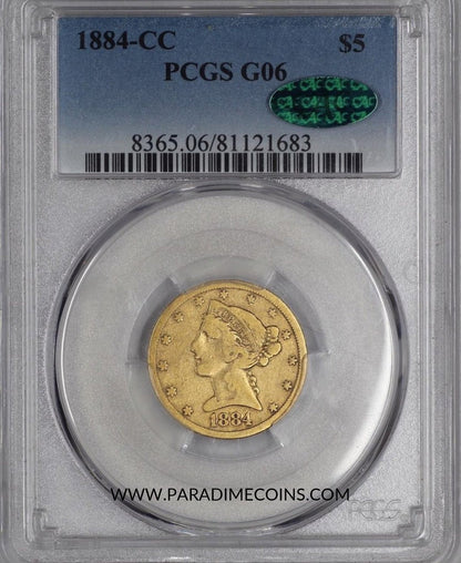 1884-CC $5 G06 PCGS CAC - Paradime Coins | PCGS NGC CACG CAC Rare US Numismatic Coins For Sale