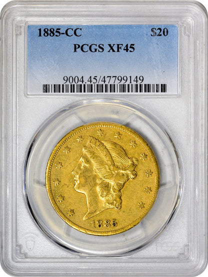 1885-CC $20 XF45 PCGS - Paradime Coins | PCGS NGC CACG CAC Rare US Numismatic Coins For Sale