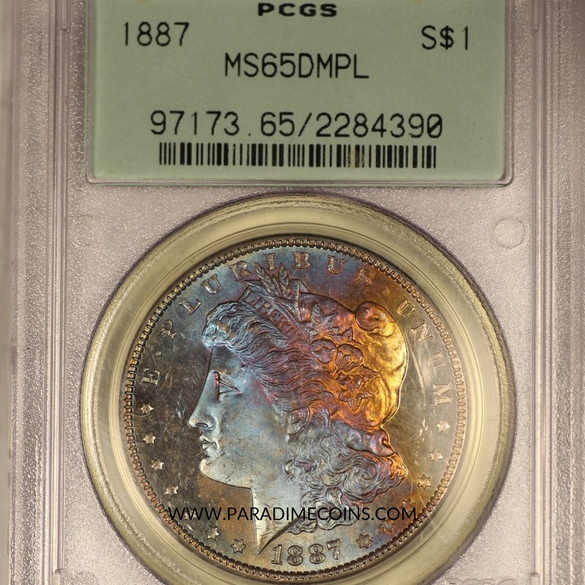 1887 S$1 MS65DMPL PCGS OGH - Paradime Coins | PCGS NGC CACG CAC Rare US Numismatic Coins For Sale