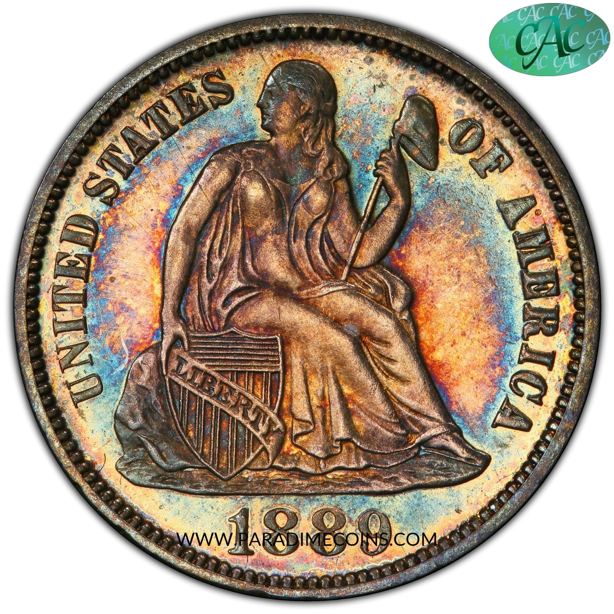 1889 10C PR64 CAM PCGS CAC - Paradime Coins US Coins For Sale