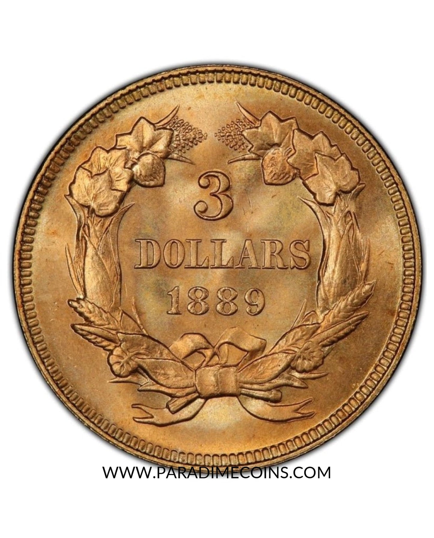 1889 $3 MS66+ PCGS CAC - Paradime Coins | PCGS NGC CACG CAC Rare US Numismatic Coins For Sale