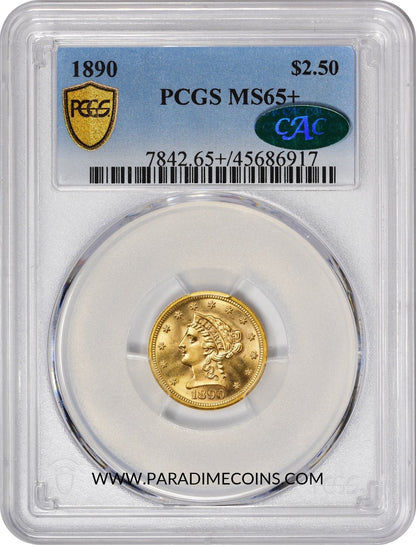 1890 $2.5 MS65+ PCGS CAC - Paradime Coins | PCGS NGC CACG CAC Rare US Numismatic Coins For Sale