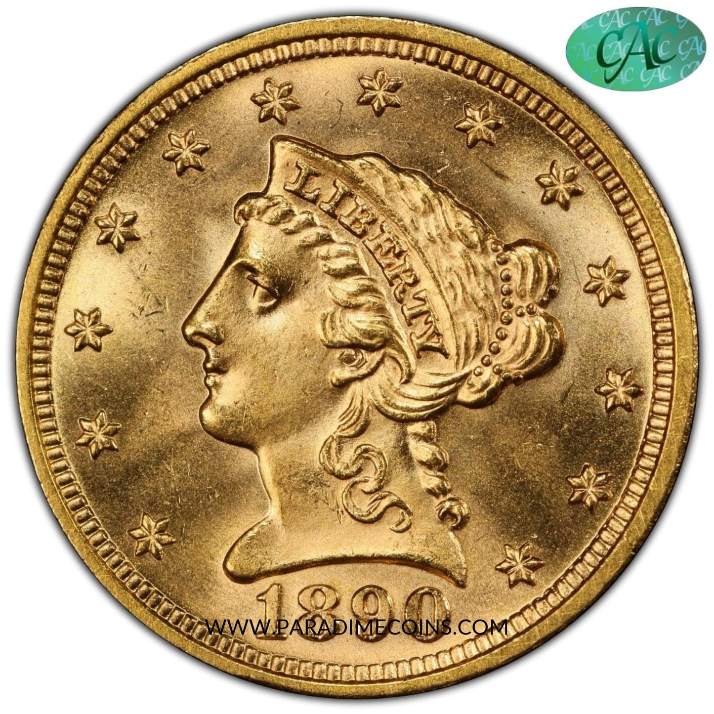 1890 $2.5 MS65+ PCGS CAC - Paradime Coins | PCGS NGC CACG CAC Rare US Numismatic Coins For Sale