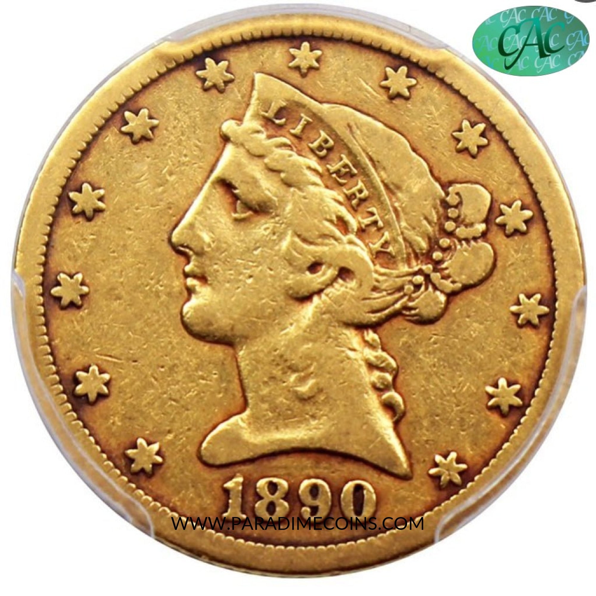1890-CC $5 F15 PCGS CAC - Paradime Coins | PCGS NGC CACG CAC Rare US Numismatic Coins For Sale