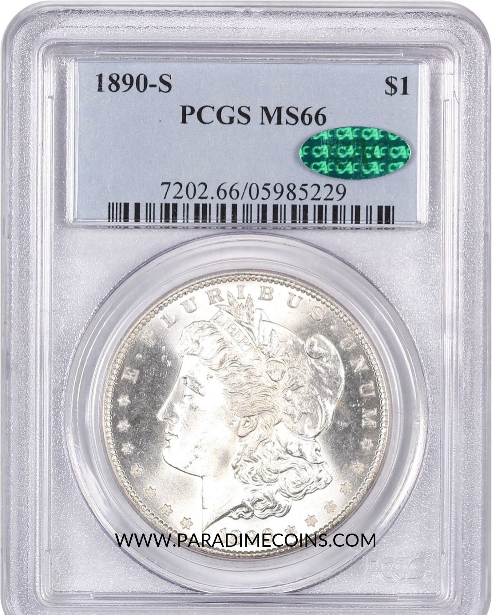 1890-S $1 MS66 PCGS CAC - Paradime Coins | PCGS NGC CACG CAC Rare US Numismatic Coins For Sale