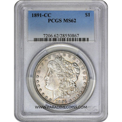 1891-CC $1 MS62 PCGS - Paradime Coins | PCGS NGC CACG CAC Rare US Numismatic Coins For Sale