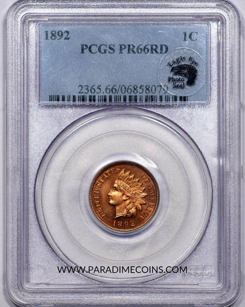 1892 1C PR66 RD PCGS EEPS - Paradime Coins | PCGS NGC CACG CAC Rare US Numismatic Coins For Sale