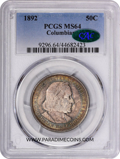 1892 50C COLUMBIA MS64 PCGS CAC - Paradime Coins | PCGS NGC CACG CAC Rare US Numismatic Coins For Sale