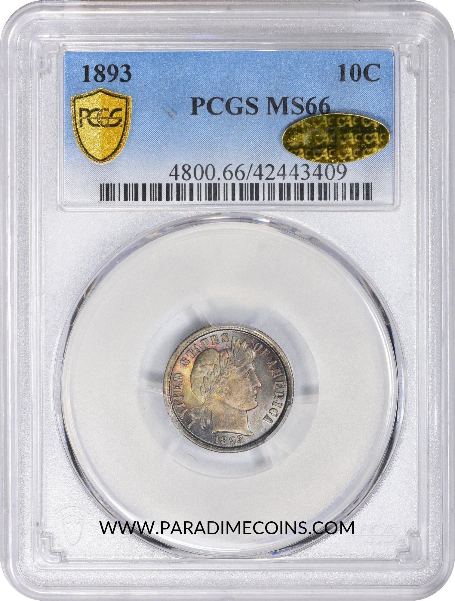 1893 10C MS66 PCGS GOLD CAC - Paradime Coins | PCGS NGC CACG CAC Rare US Numismatic Coins For Sale