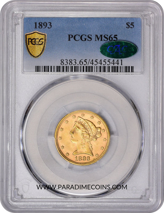 1893 $5 MS65 PCGS CAC - Paradime Coins | PCGS NGC CACG CAC Rare US Numismatic Coins For Sale