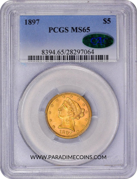 1897 $5 MS65 PCGS CAC - Paradime Coins | PCGS NGC CACG CAC Rare US Numismatic Coins For Sale