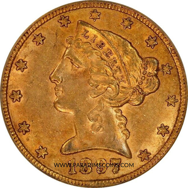 1897-S $5 AU55 OGH PCGS CAC - Paradime Coins | PCGS NGC CACG CAC Rare US Numismatic Coins For Sale