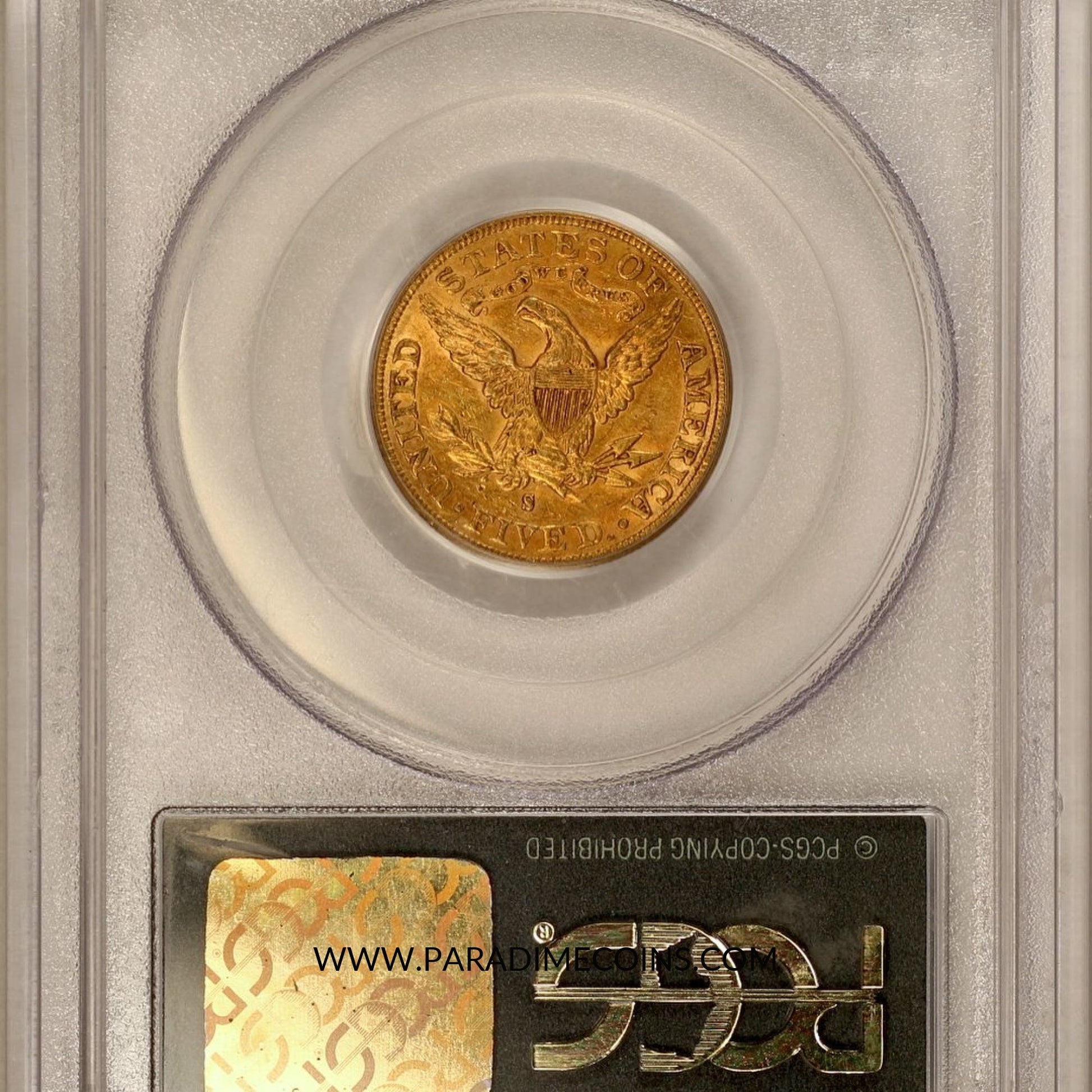 1897-S $5 AU55 OGH PCGS CAC - Paradime Coins | PCGS NGC CACG CAC Rare US Numismatic Coins For Sale