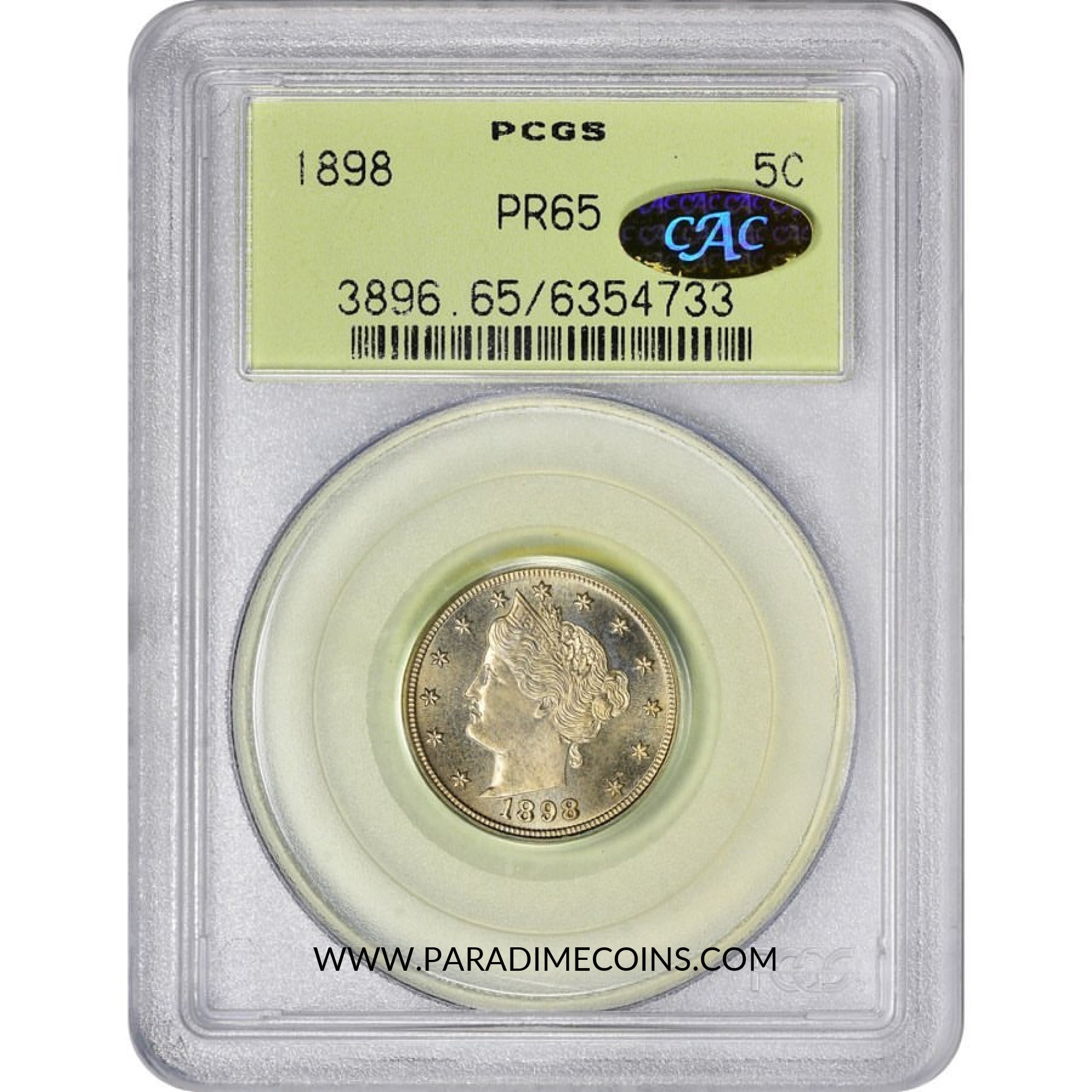 1898 5C PR65 OGH PCGS GOLD CAC - Paradime Coins | PCGS NGC CACG CAC Rare US Numismatic Coins For Sale