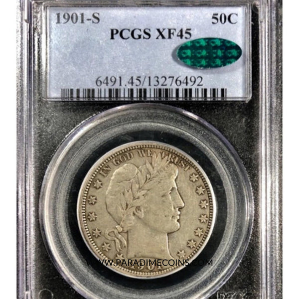 1901-S 50C XF45 PCGS CAC - Paradime Coins | PCGS NGC CACG CAC Rare US Numismatic Coins For Sale