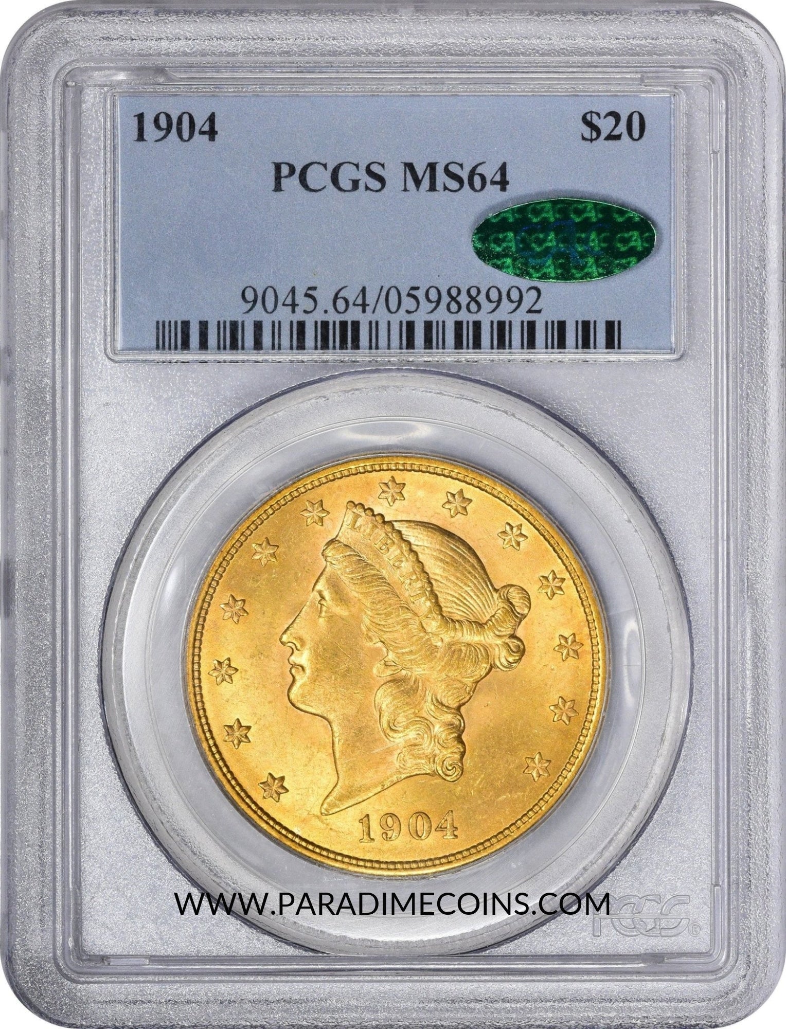1904 $20 MS64 PCGS CAC - Paradime Coins | PCGS NGC CACG CAC Rare US Numismatic Coins For Sale