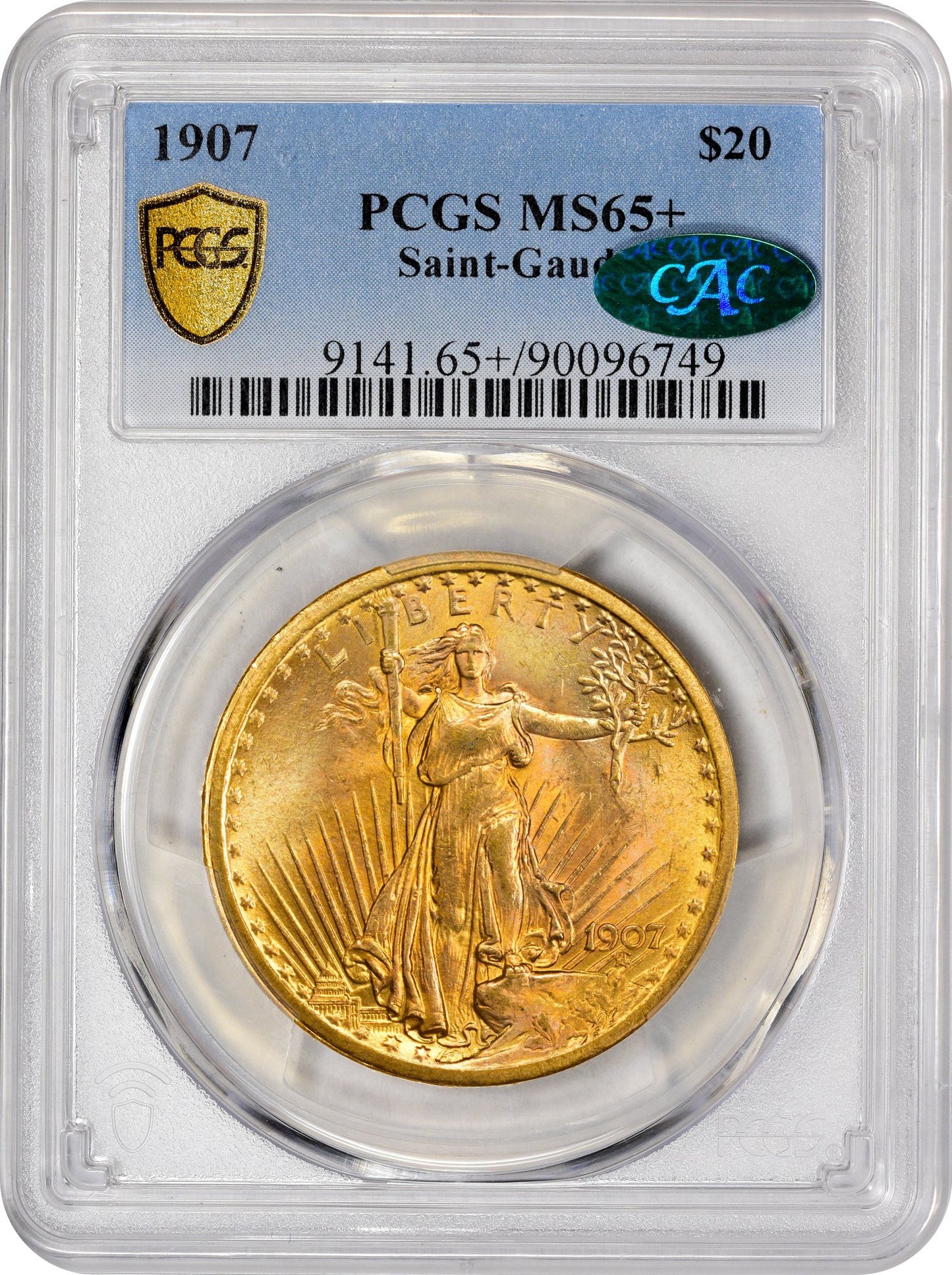 1907 $20 SAINT-GAUDENS ARABIC NUMERALS MS65+ PCGS CAC - Paradime Coins | PCGS NGC CACG CAC Rare US Numismatic Coins For Sale