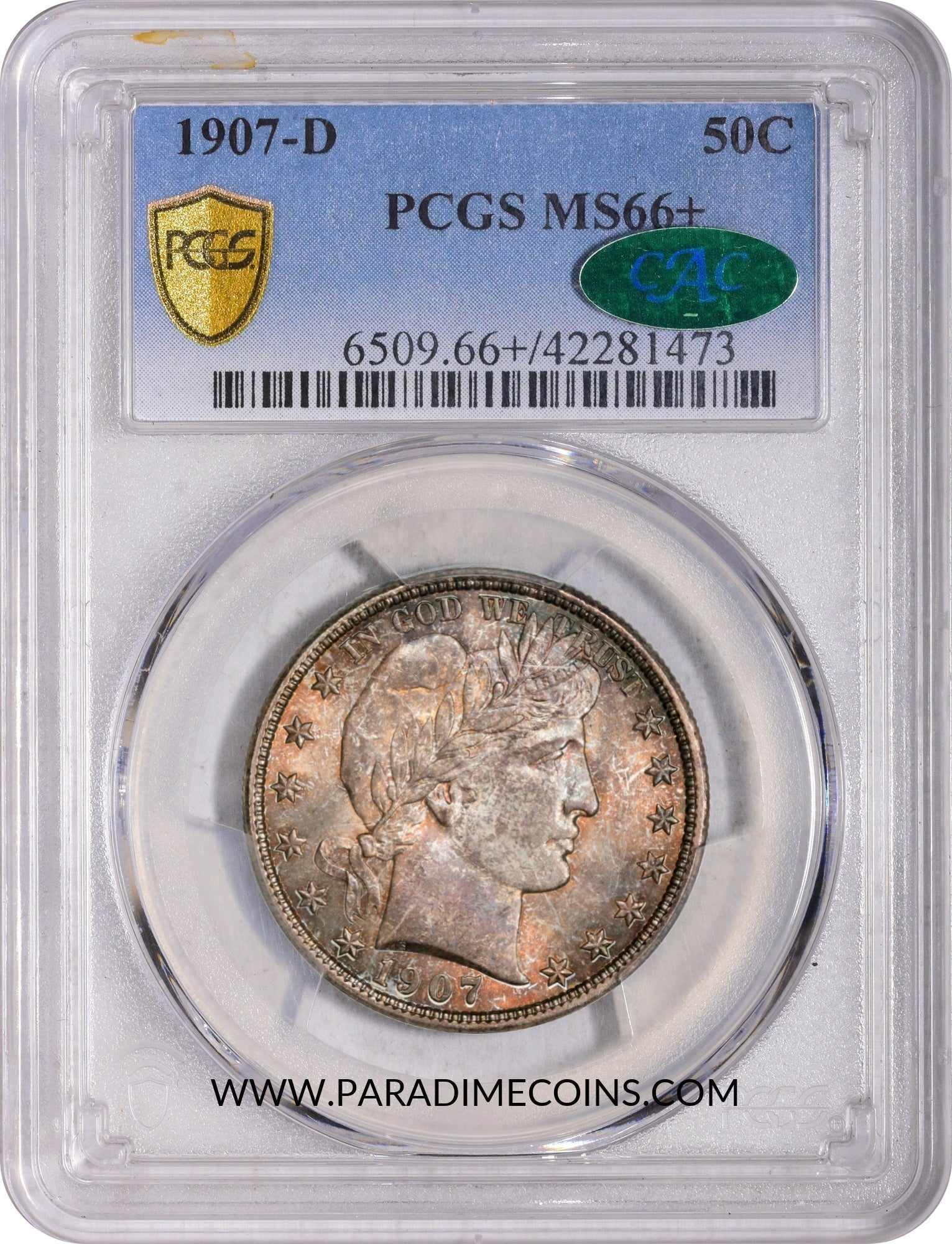 1907-D 50C MS66+ PCGS CAC - Paradime Coins | PCGS NGC CACG CAC Rare US Numismatic Coins For Sale