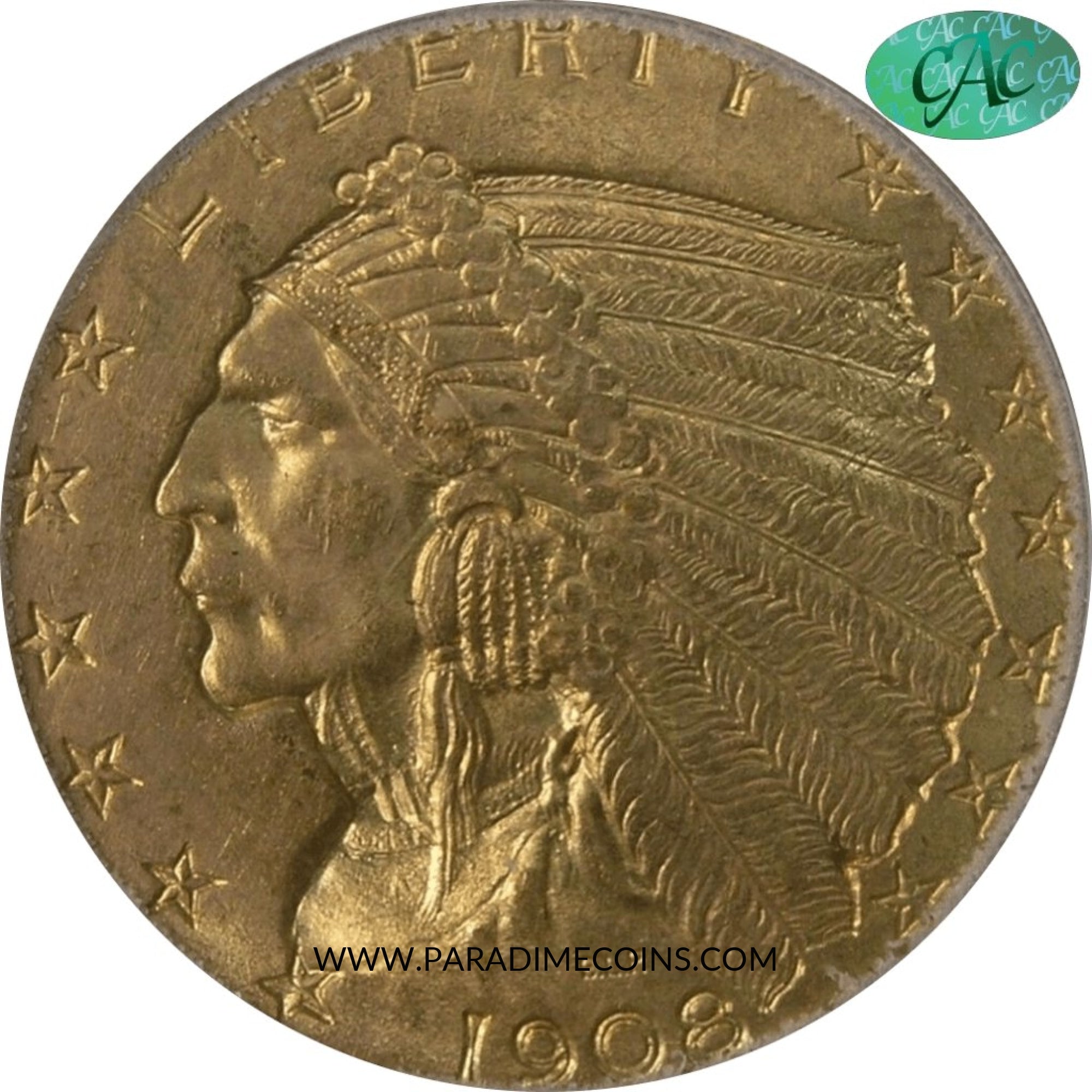 1908 $2.5 MS64 PCGS CAC. - Paradime Coins | PCGS NGC CACG CAC Rare US Numismatic Coins For Sale