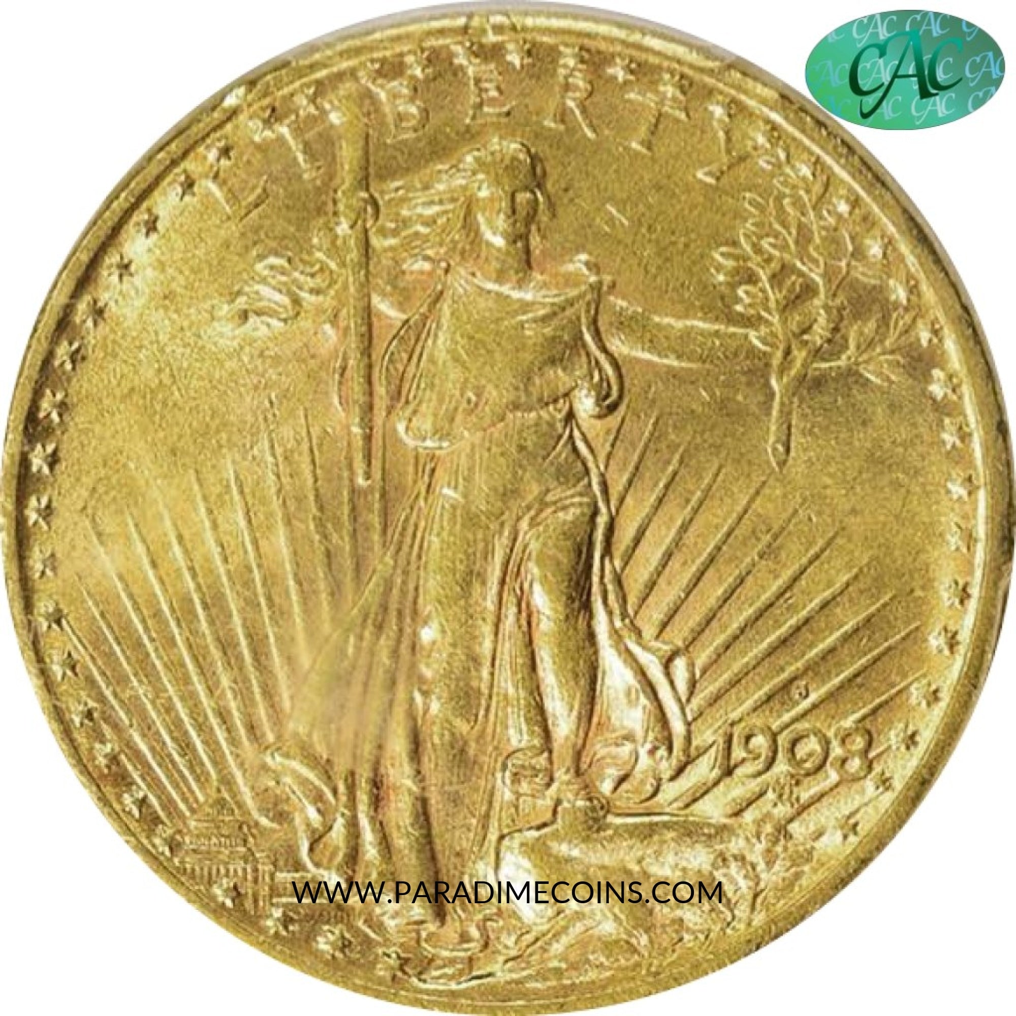 1908-S $20 AU58+ PCGS CAC - Paradime Coins | PCGS NGC CACG CAC Rare US Numismatic Coins For Sale