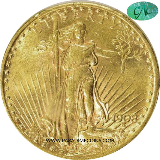 1908-S $20 AU58+ PCGS CAC - Paradime Coins | PCGS NGC CACG CAC Rare US Numismatic Coins For Sale