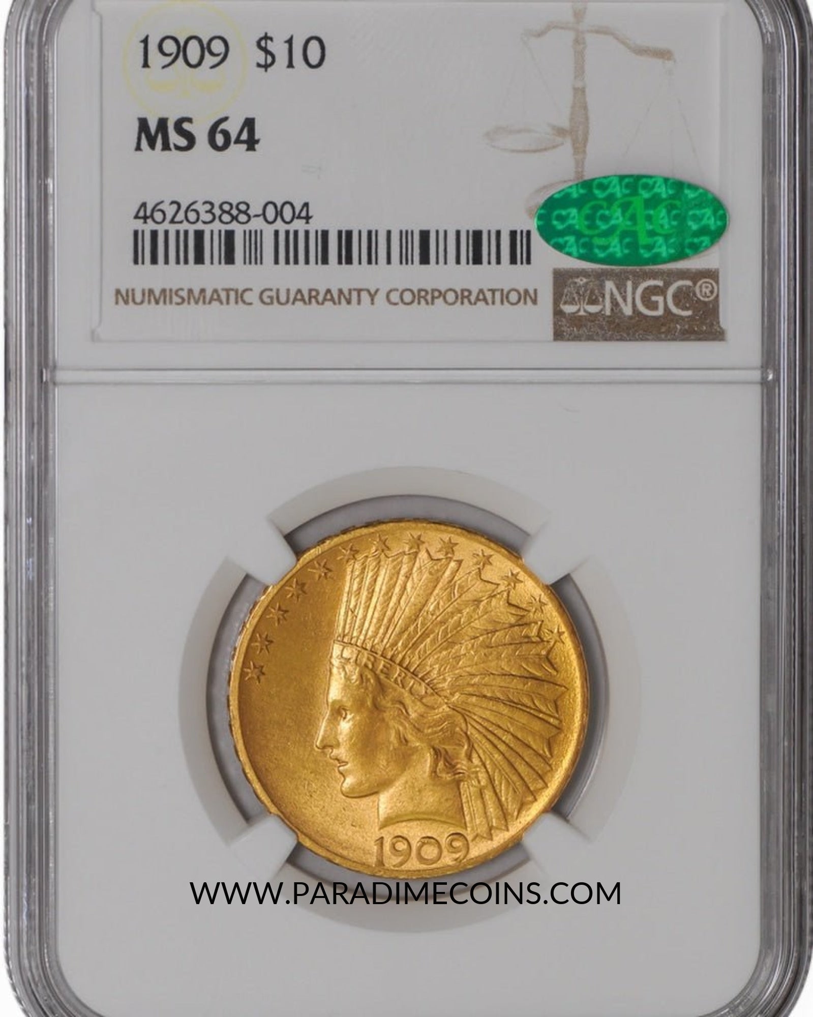 1909 $10 MS64 NGC CAC - Paradime Coins | PCGS NGC CACG CAC Rare US Numismatic Coins For Sale