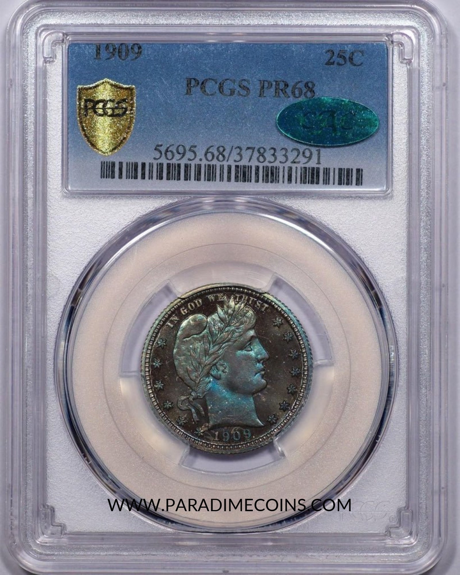 1909 25C PR68 PCGS CAC - Paradime Coins | PCGS NGC CACG CAC Rare US Numismatic Coins For Sale