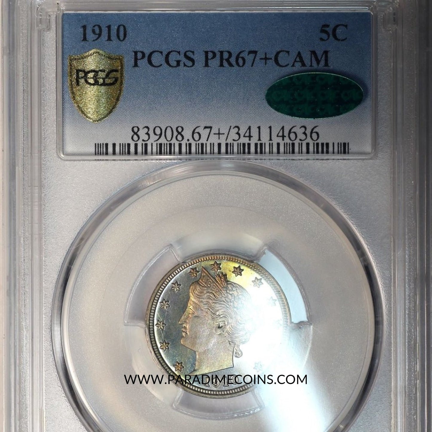 1910 5C PR67+ CAM PCGS CAC - Paradime Coins | PCGS NGC CACG CAC Rare US Numismatic Coins For Sale