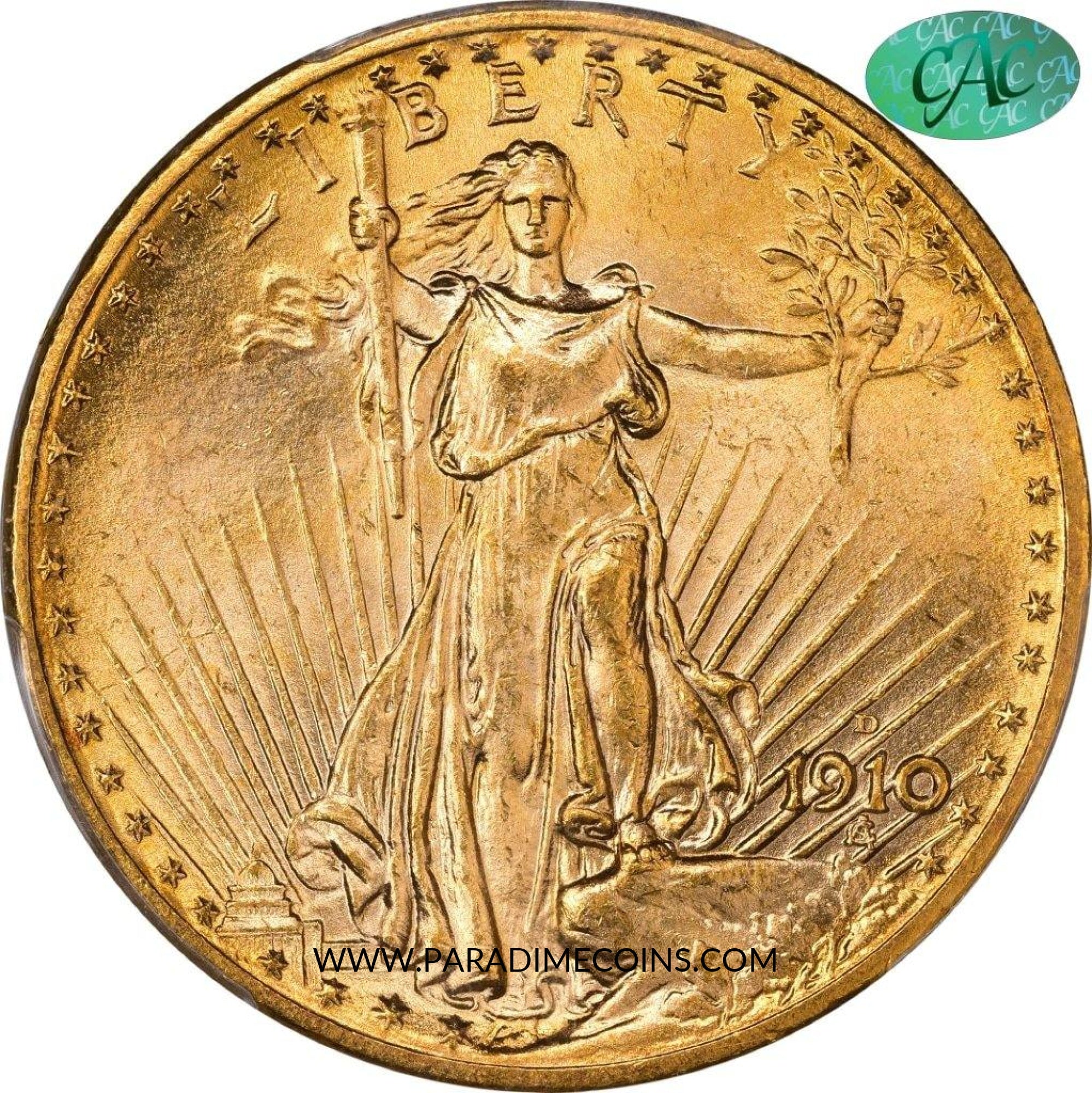1910-D $20 MS65 PCGS CAC - Paradime Coins | PCGS NGC CACG CAC Rare US Numismatic Coins For Sale