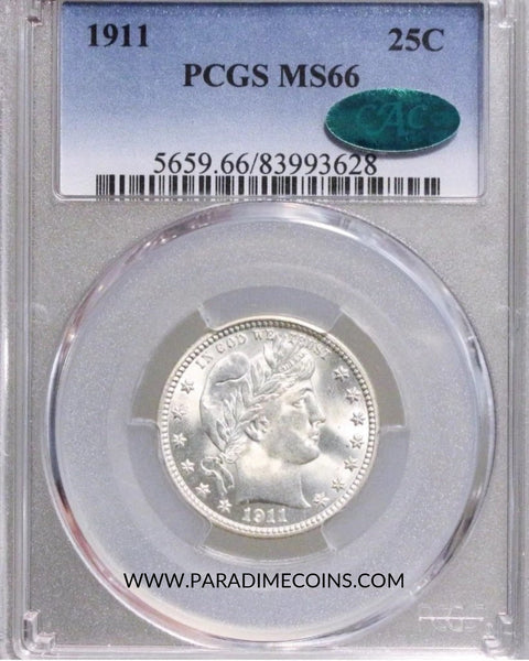 1911 25C MS66 PCGS CAC - Paradime Coins | PCGS NGC CACG CAC Rare US Numismatic Coins For Sale