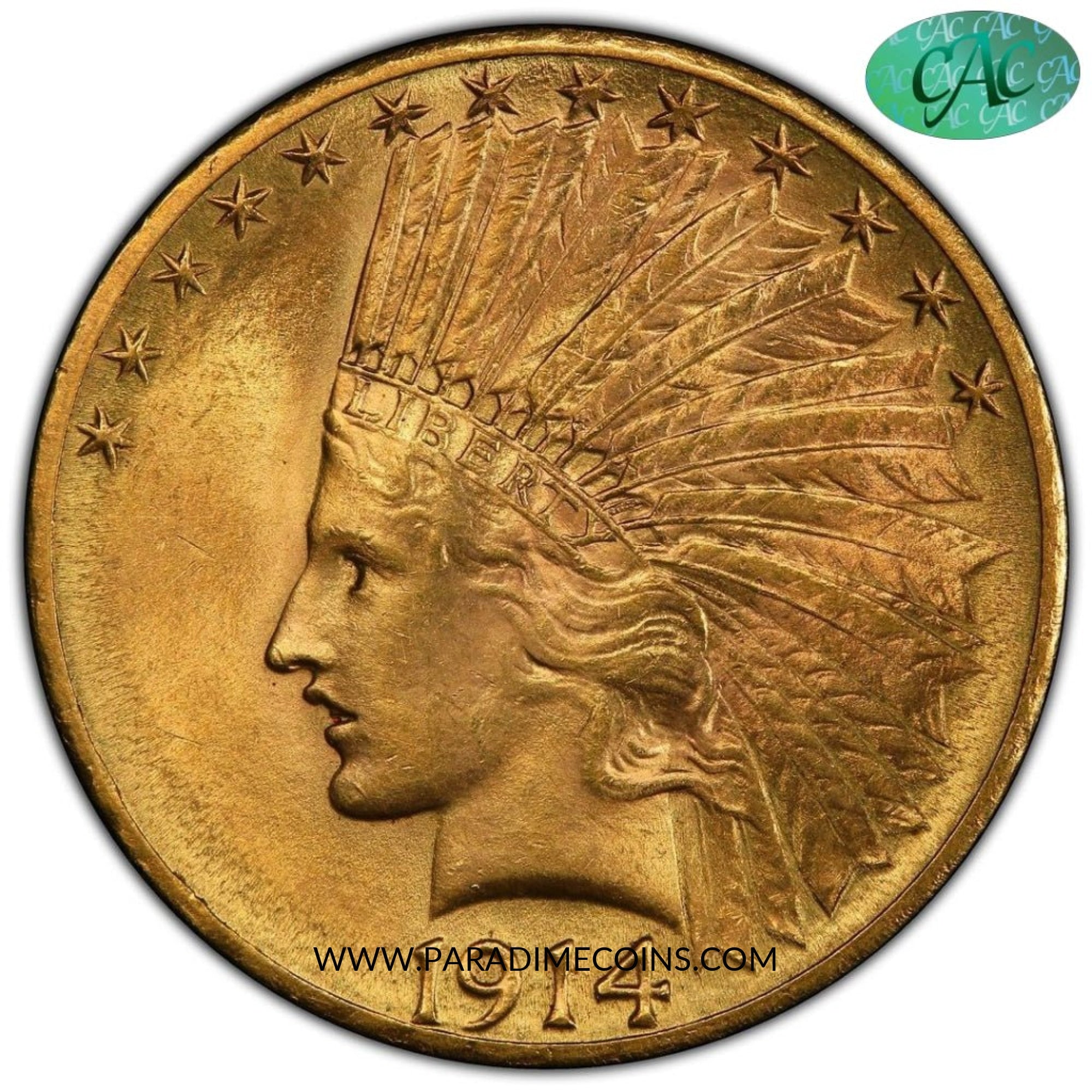 1914-D $10 MS64 PCGS CAC - Paradime Coins | PCGS NGC CACG CAC Rare US Numismatic Coins For Sale